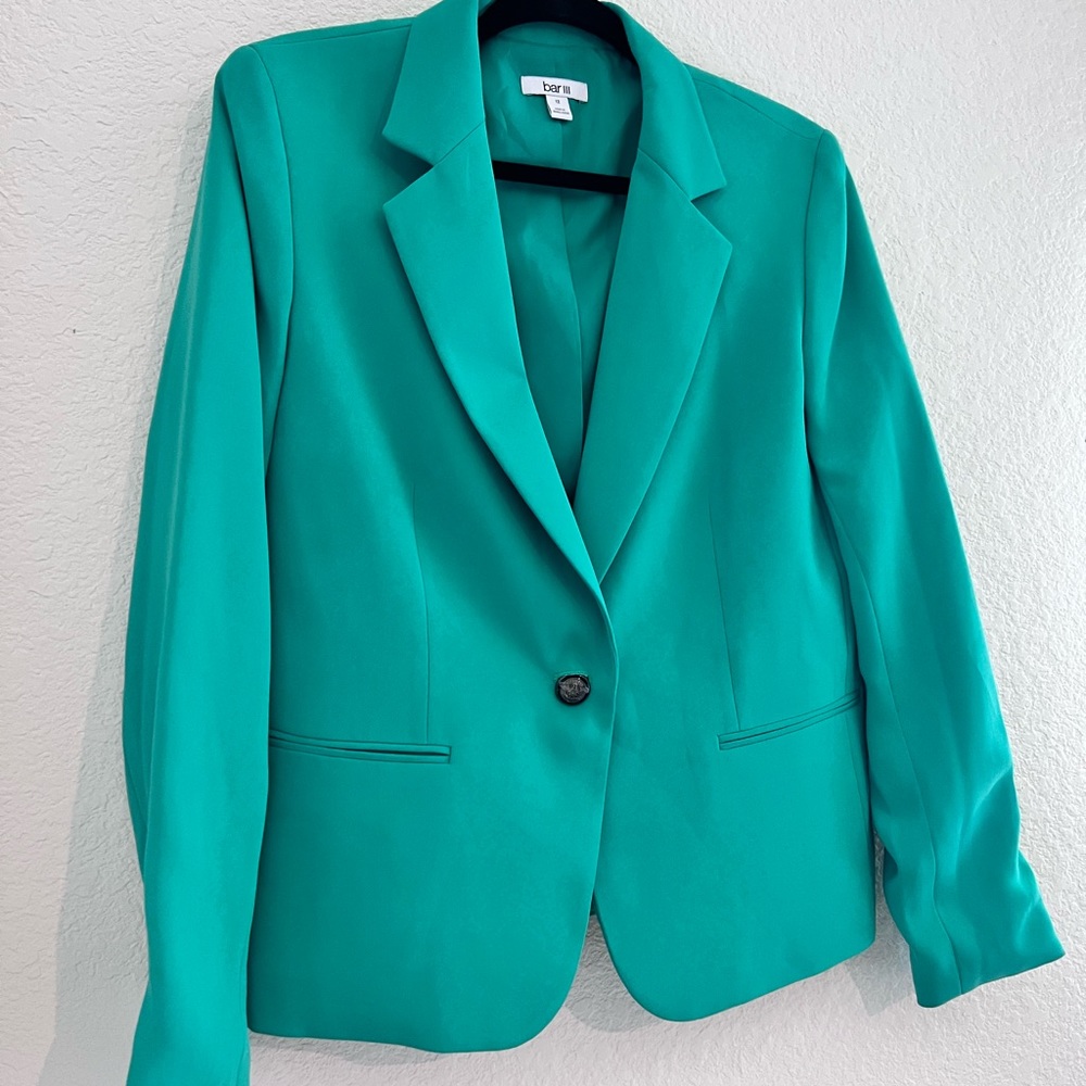 Bar III Teal Green Single-Button Blazer - Picture 5 of 7